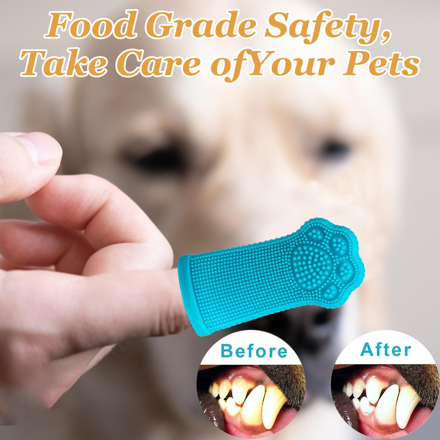 4-Pack Silicone Dog Finger Toothbrushes - Gentle & Effective Pet Dental Care for Dogs & Puppies - Perfect for Daily Teeth Cleaning & Oral Hygiene at Home