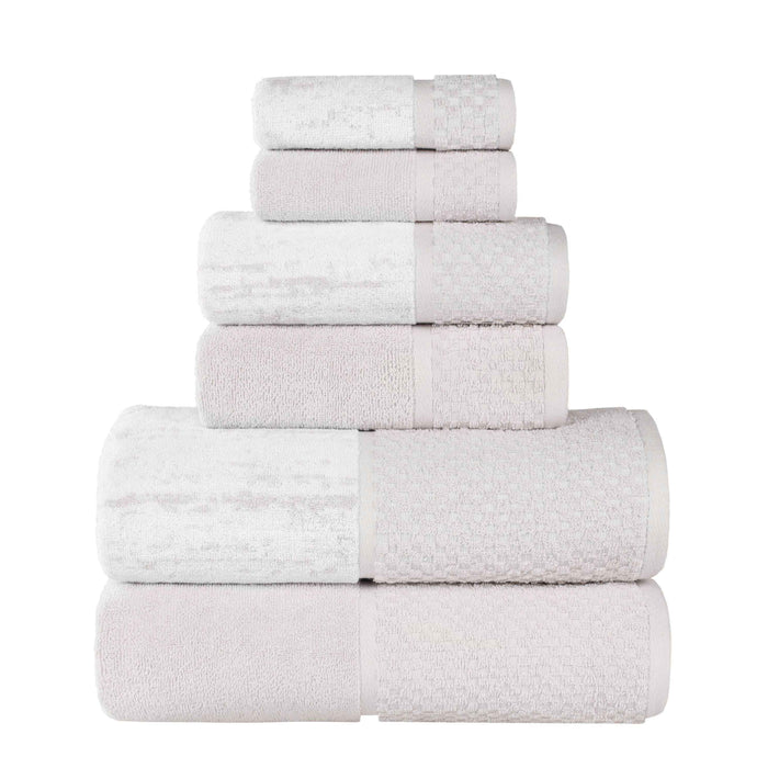 Premium 6-Piece Cotton Plush Jacquard Towel Set - Soft & Absorbent Bath Towels for Spa, Gym, and Luxury Home Use