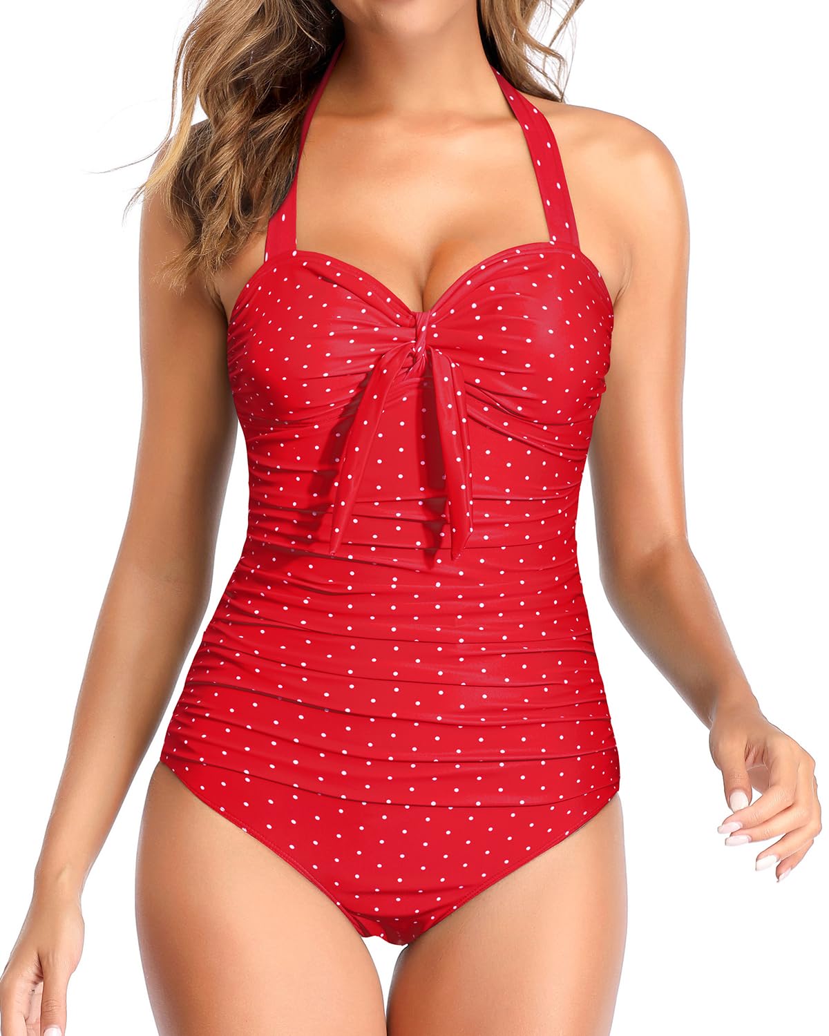 Tempt Me Women's Tummy Control One Piece Swimsuit - Halter Ruched Slimming Bathing Suit for Women | Perfect for Beach Vacations, Pool Parties & Summer Getaways