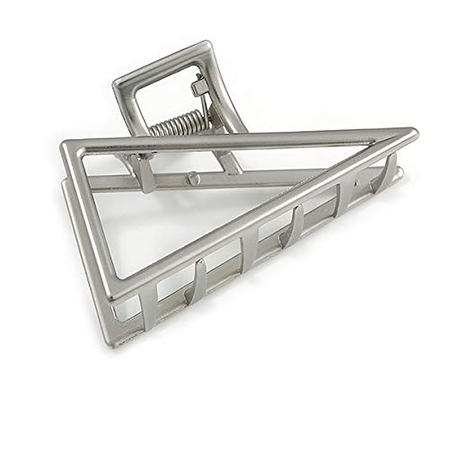 Avalaya Matte Silver Geometric Triangle Hair Claw Clip - 75mm Wide | Perfect for Updos, Ponytails & Half-Up Hairstyles
