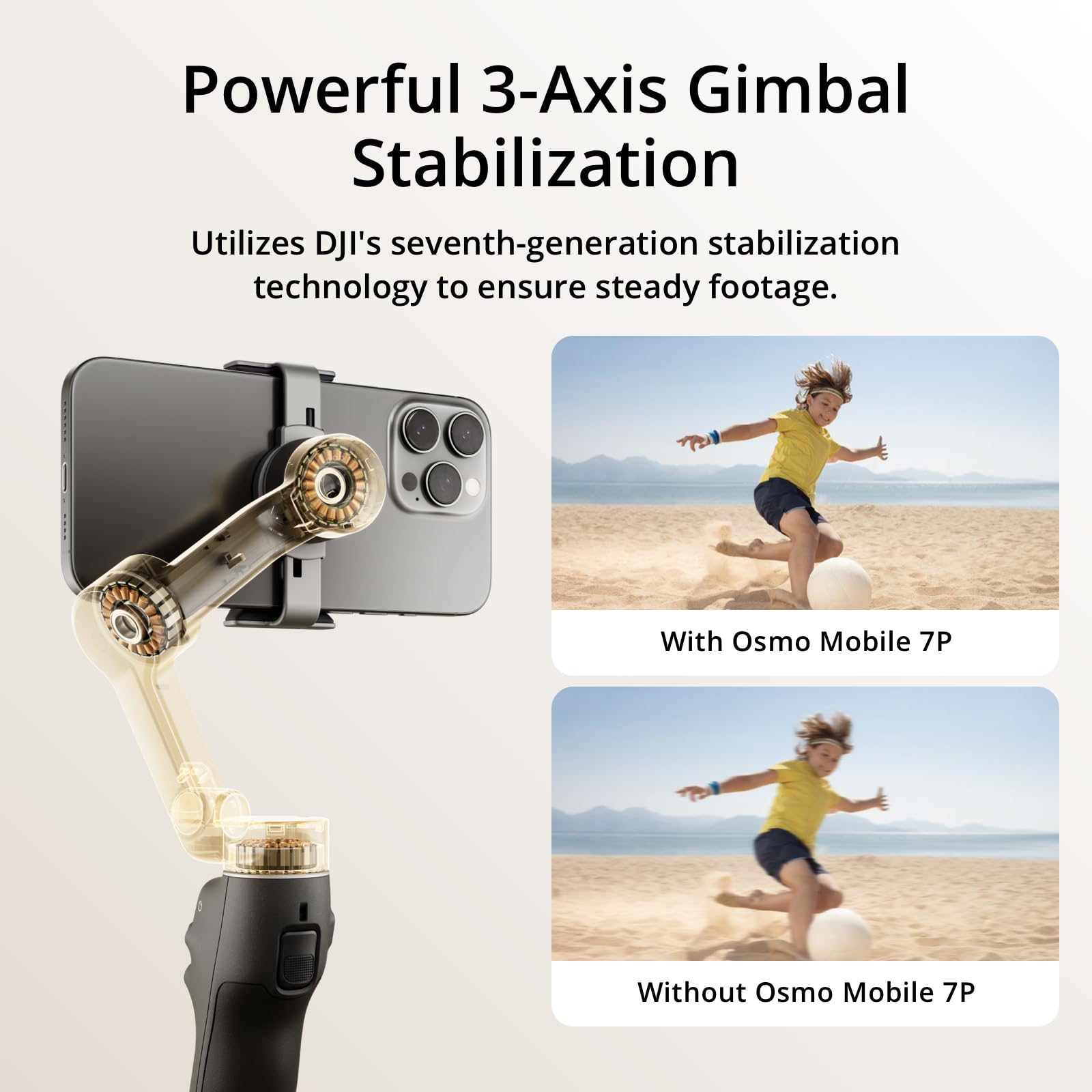 DJI Osmo Mobile 7P 3-Axis Smartphone Gimbal Stabilizer for iPhone & Android - Native Tracking, Built-in LED Light, Quick Launch, One-Tap Editing, Extendable Tripod & Selfie Stick - 10-Hour Battery with Phone Charging - Perfect for Vlogging, Live Streaming & Content Creation