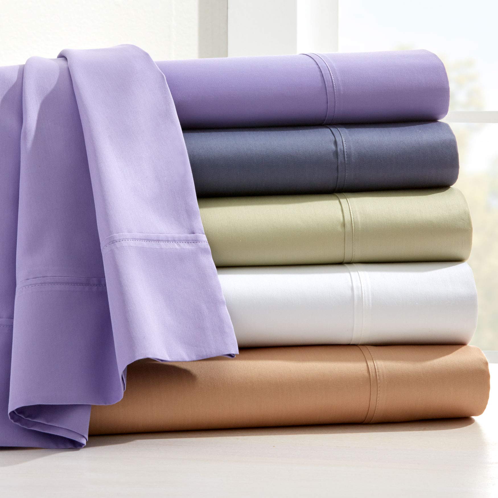 BrylaneHome 500 Thread Count King Size Sheet Set - Ultra Soft & Breathable Bed Sheets for Luxury Comfort - Perfect for Master Bedroom, Guest Room & Hotel Use