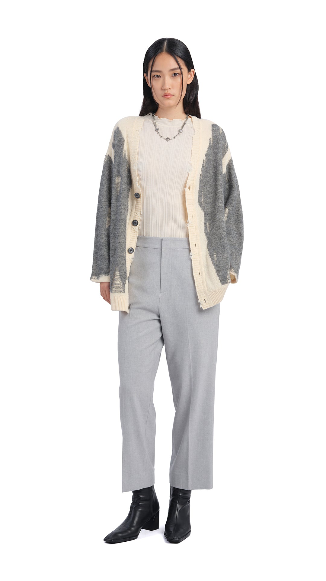 Stylish Layered Mix Yarn Cardigan Sweater for Women - Cozy Knit Pullover for Fall & Winter - Perfect for Office, Date Night and Casual Outfits