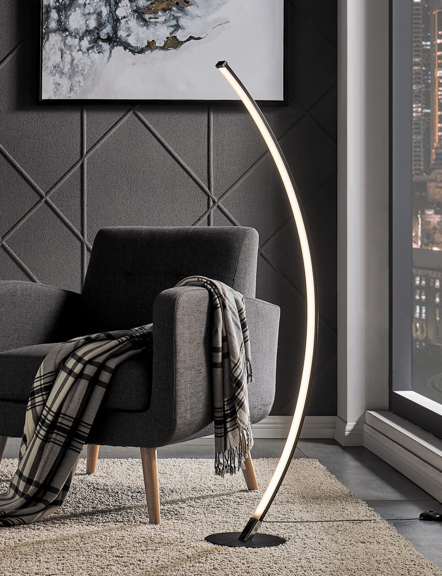 Lite Source LED Floor Lamp - 30W Modern Silver Standing Light for Living Room, Bedroom, or Office - Energy Efficient Lighting Solution LS-83560SILV