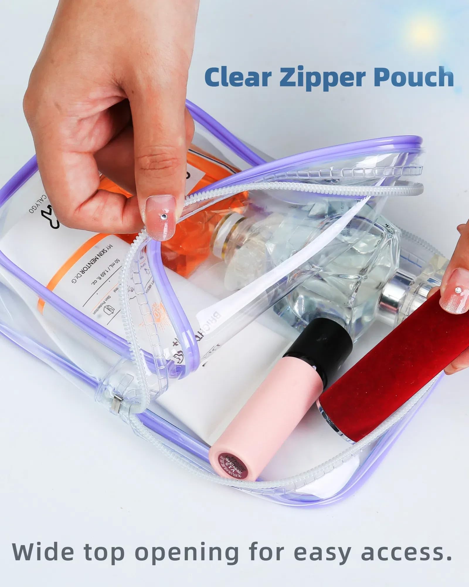TSA Approved Quart Size Travel Toiletry Bag - Purple Leak Proof Cosmetic Organizer for Airplane Essentials, Long Flights & International Travel - Perfect for Carry-On Luggage & Weekend Getaways