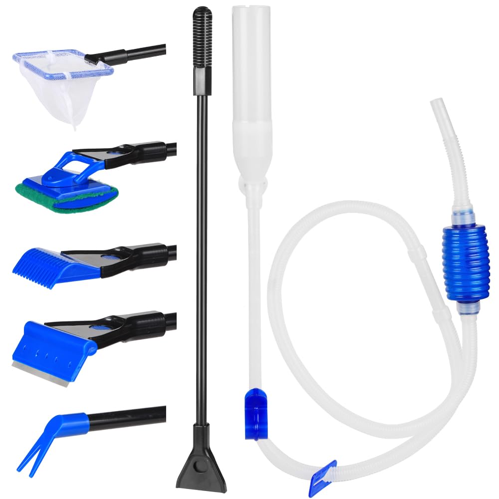 BEGONDIS 5-in-1 Aquarium Fish Tank Siphon Vacuum & Gravel Cleaner Kit - Water Changer, Sand Cleaner, Algae Scraper Set for Freshwater & Saltwater Tanks - Perfect for Weekly Maintenance and Fish Tank Cleaning