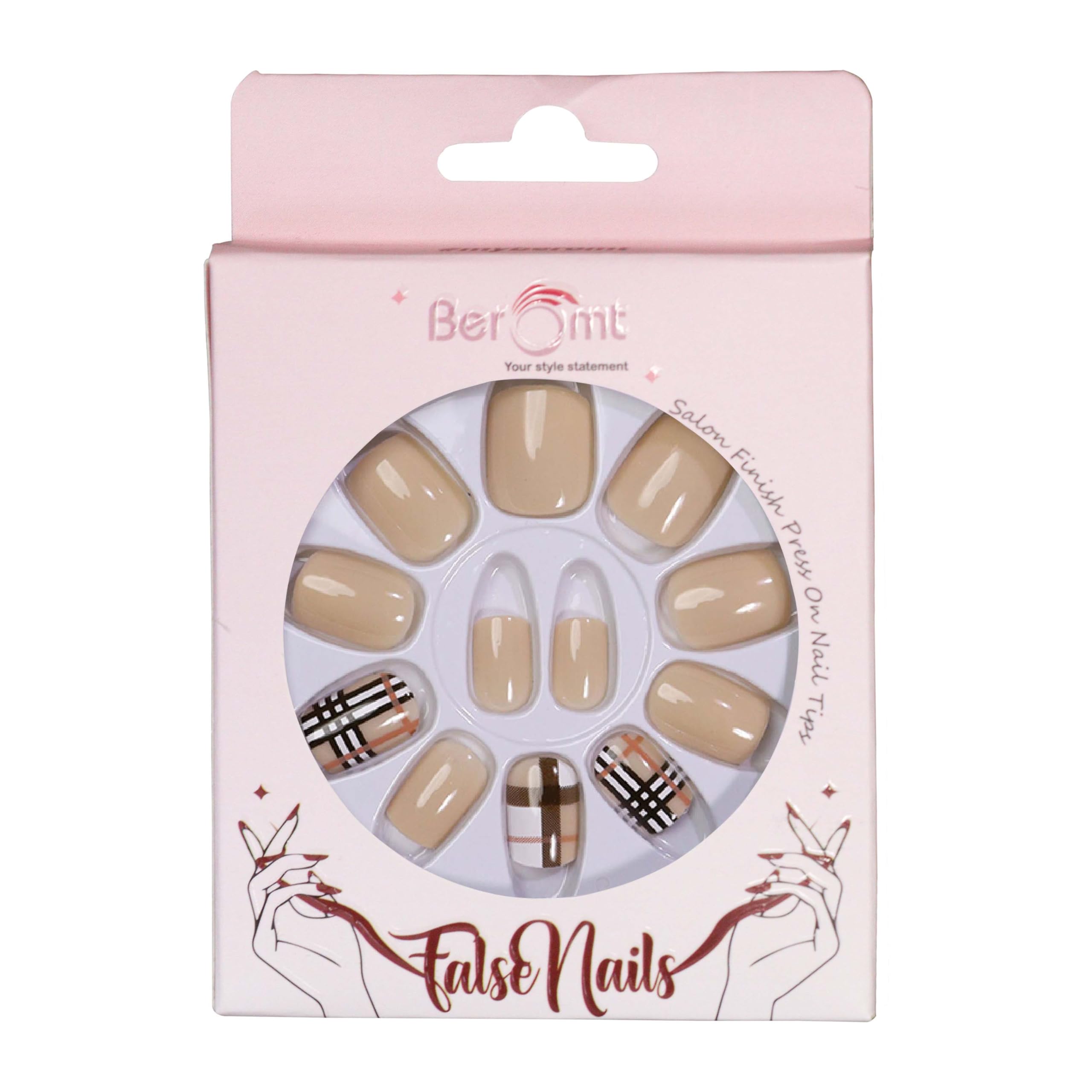 12 Pcs Printed False Nails Kit for Women - Cute Multicolor Artificial Nails with Nail Glue & Stickers - Perfect for Parties, Weddings, and Everyday Fashion (BFN536CN)