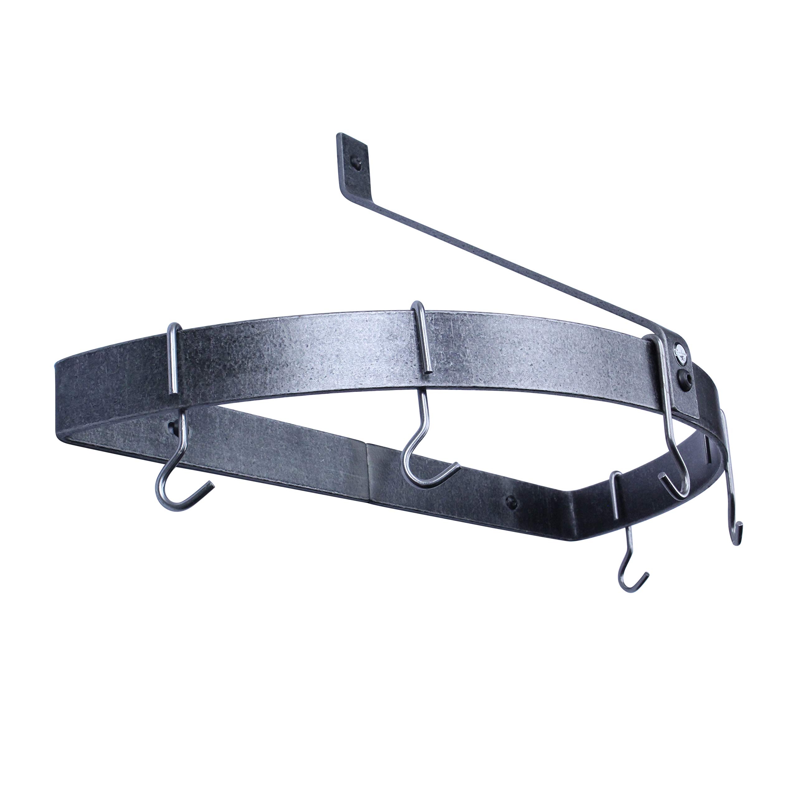 Enclume Handcrafted Half Circle Wall Rack with 6 Hooks - Hammered Steel Wall Mounted Organizer for Kitchen, Bathroom, or Entryway Storage