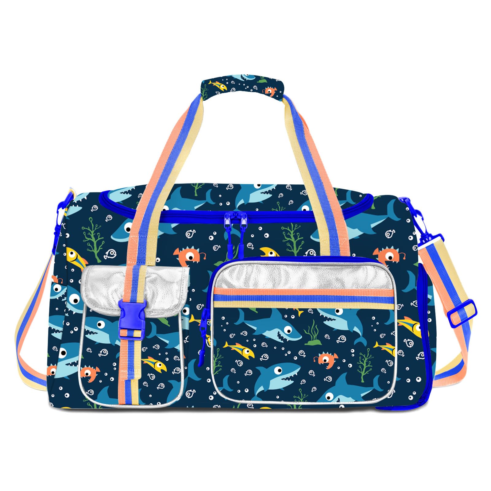 Kids & Teens Duffle Bag - Waterproof Travel Overnight Bag for Boys Girls - Gym Dance Sports Backpack with Shoe Compartment - Perfect for School, Sleepovers, Sports Practice & Weekend Trips