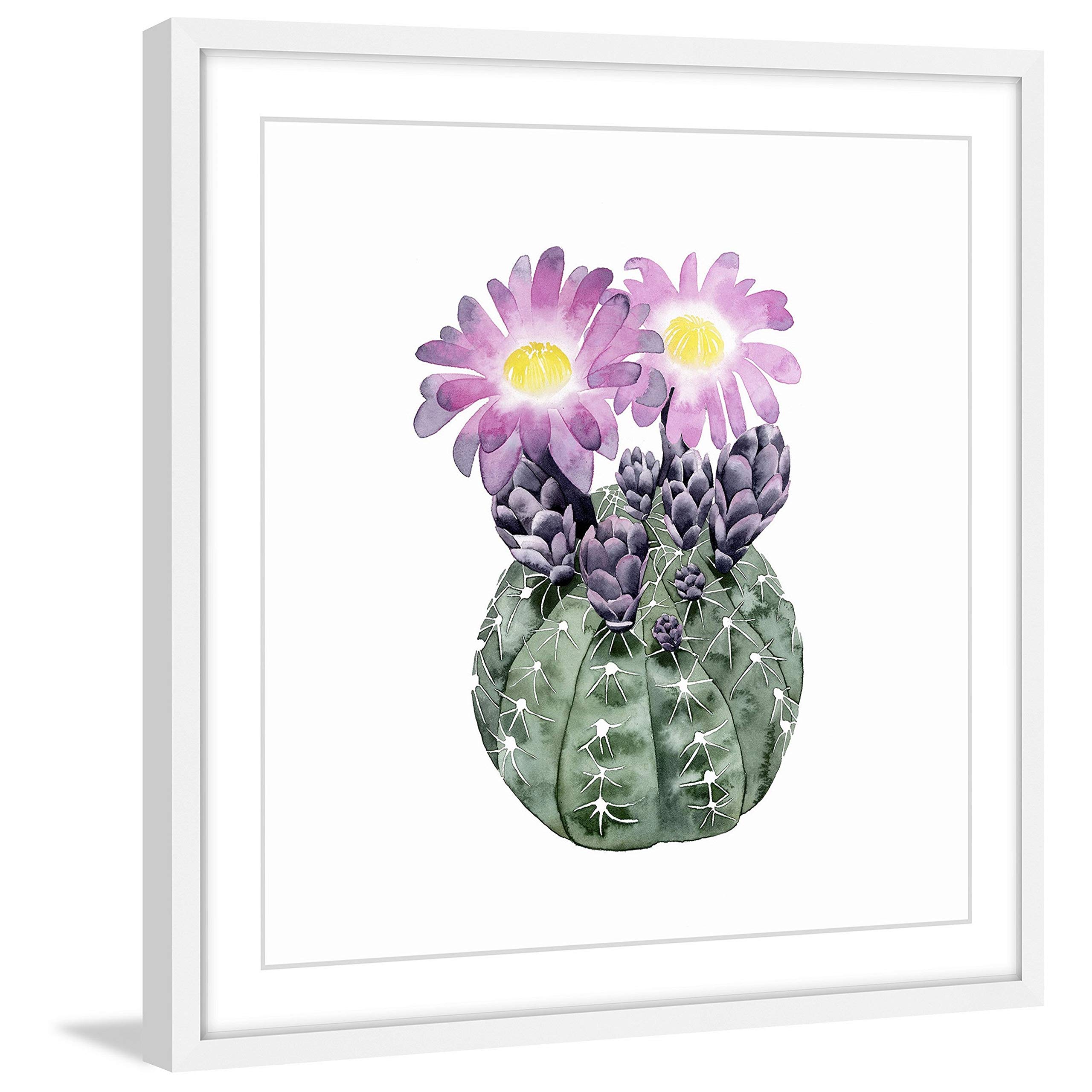 Handmade Cactus Bloom IV Framed Print 18x18 - Botanical Wall Art for Home & Office Decor | Marmont Hill