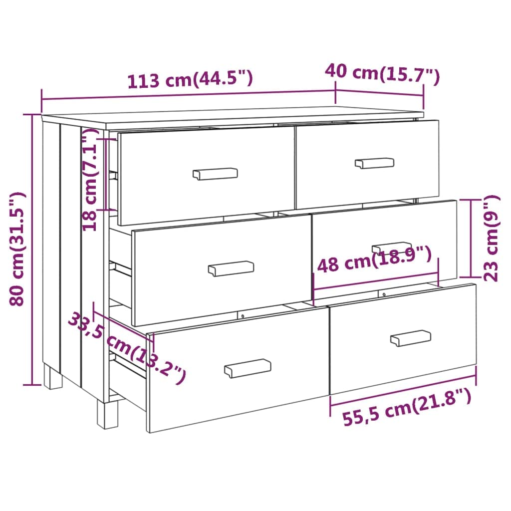 Modern Sideboard Buffet Cabinet with 6 Sliding Drawers - 44.5