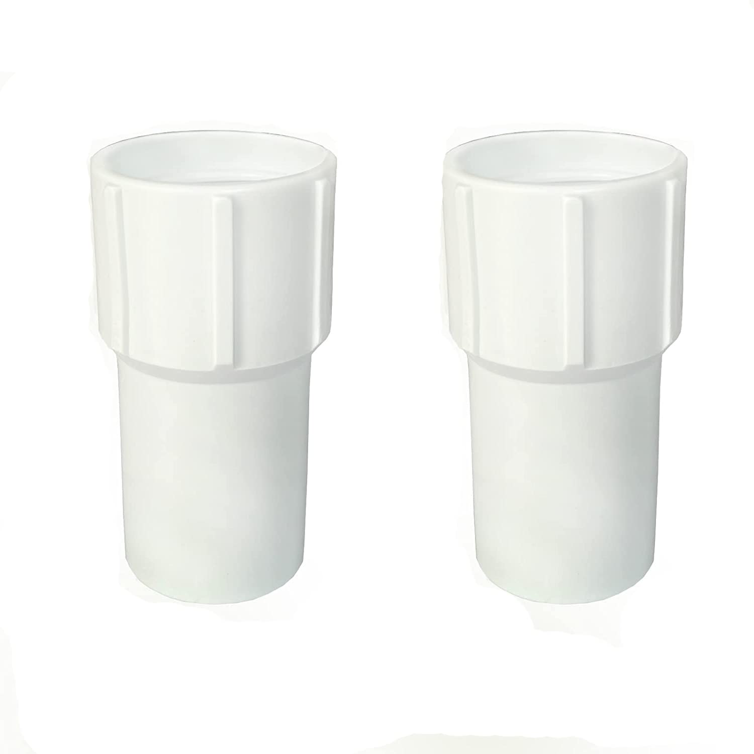 2 Pack 1-1/2 Inch Pool Vacuum Hose Cuff with Threaded Connectors - Durable Repair Kit for Cracked Hose Ends, Spiral-Wound Vacuum Hoses Accessories - Compatible with Pool Vacuum Heads & Cleaning Tools (White) - Perfect for Inground & Above Ground Pool Maintenance
