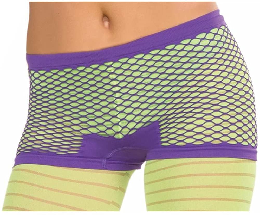 Sexy Neon Fishnet Costume Shorts for Women - Clubwear, Rave Outfit, Halloween Party & Cosplay - Perfect for Nightclubs, Festivals & Costume Events