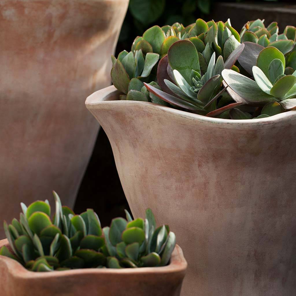 Campania International Foxglove Tall Planter Set of 3 - Terra Cotta Flower Pots for Outdoor Garden, Patio, and Home Decor - Perfect for Flowers, Plants, and Decorative Arrangements