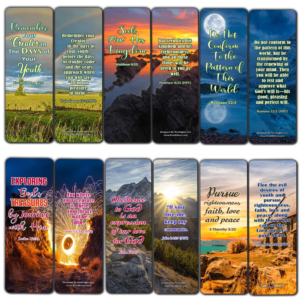 Bible Verses Bookmarks NIV - 12 Pack for Christian Gifts & Stocking Stuffers