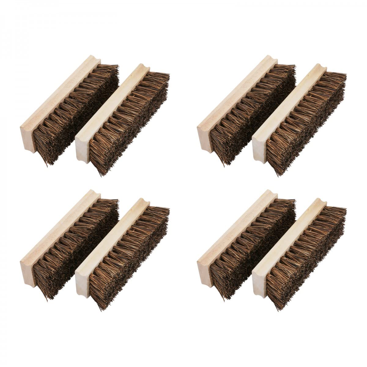 4-Pack Natural Wood Boot Scraper with Replacement Bristle Brush - Heavy Duty Shoe Cleaner for Mud, Snow & Dirt - Perfect for Entryways, Garages & Farms