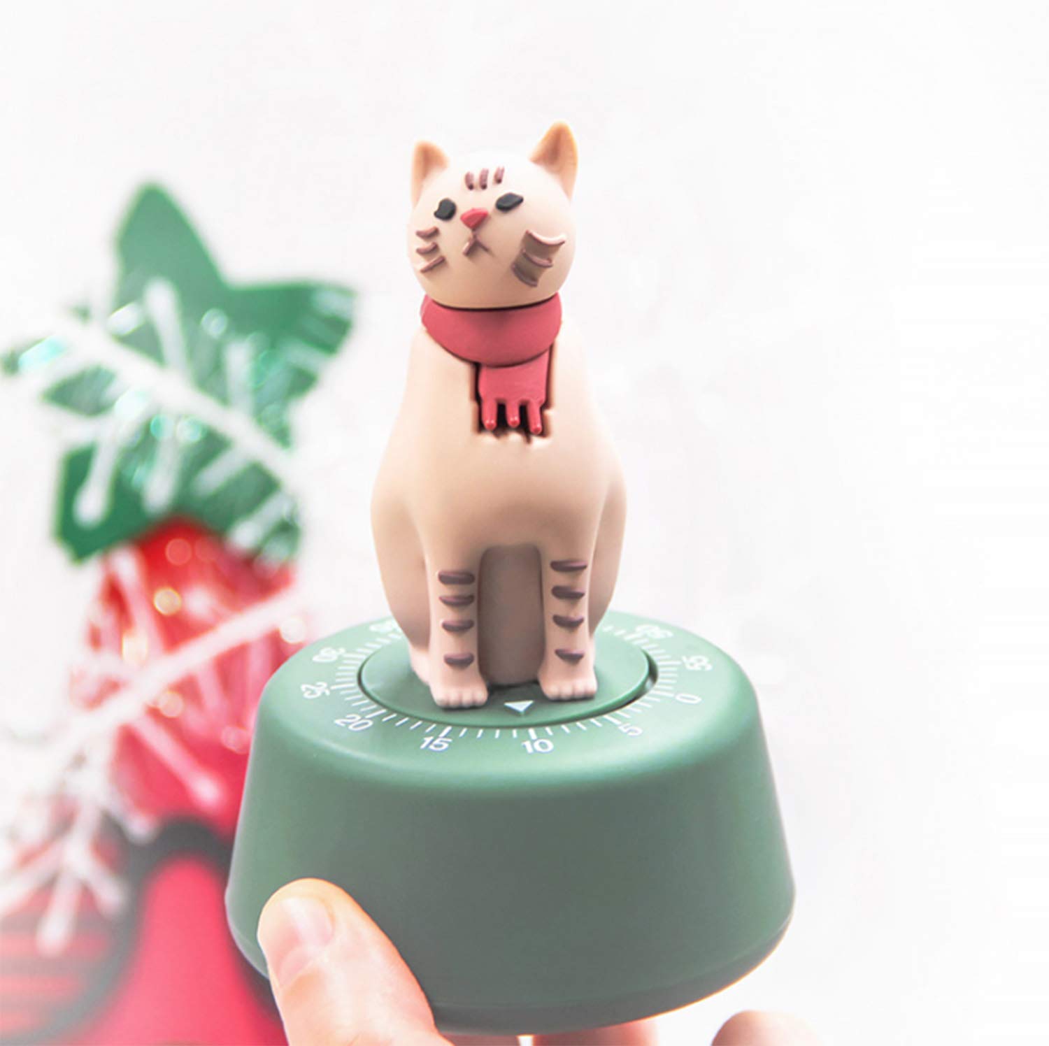 Cat-Shaped Kitchen Timer - Mechanical Time Manager for Cooking & Study (Gray)