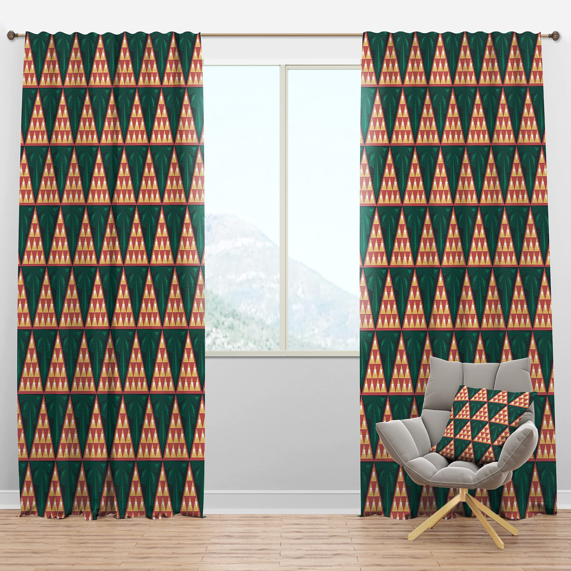 DesignQ Blackout Curtains - Thermal Insulated Abstract Geometric Retro II Window Drapes for Bedroom & Living Room (52x120, Single Panel) - Perfect for Light Blocking, Privacy & Energy Saving