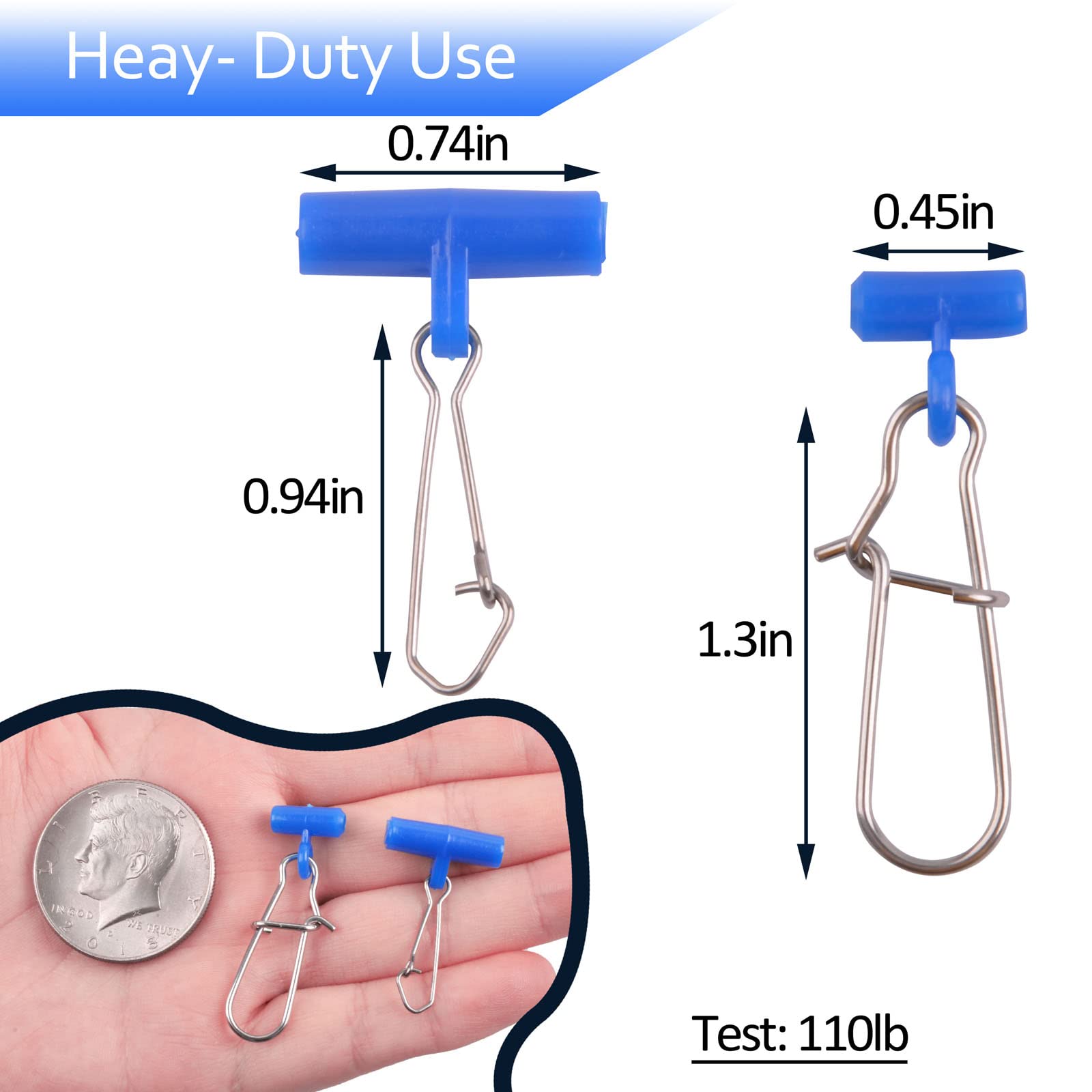 Heavy Duty Fishing Sinker Slider with Snap Clips - Saltwater Surf & Catfish Bottom Rigs - Adjustable Slide Fishing Line Weights for Surf, Freshwater and Saltwater Fishing - Perfect for Fish Finder Rigs and Bottom Fishing