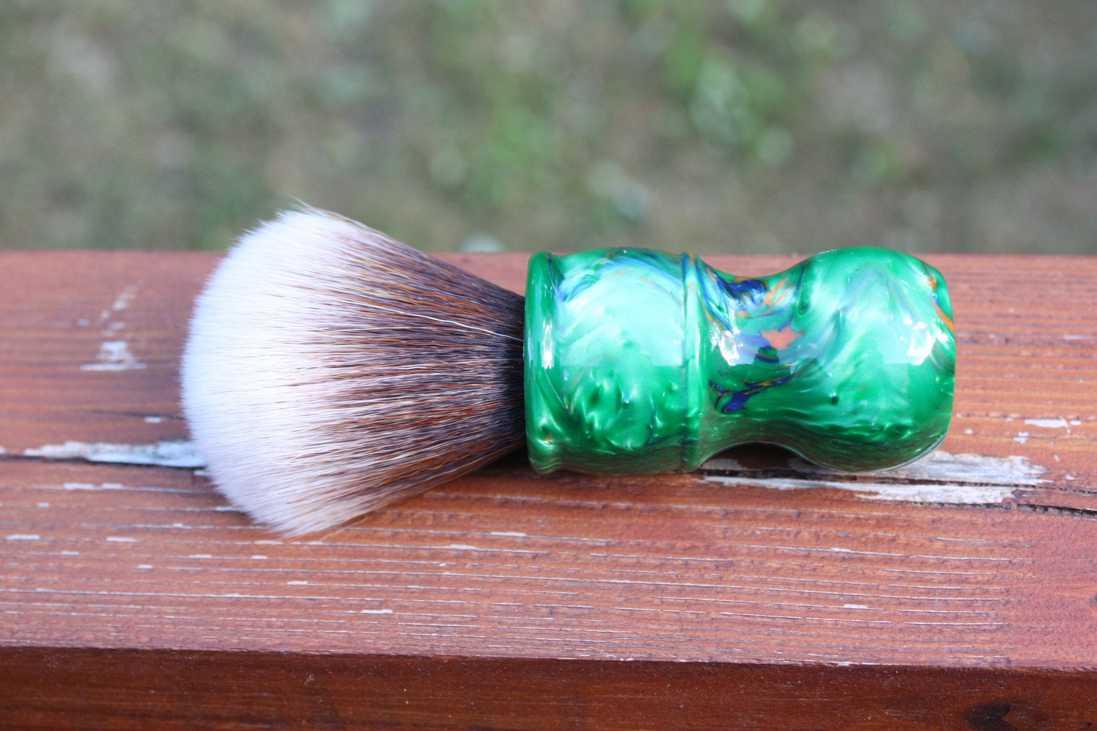 22MM Synthetic Badger Shaving Brush with Elegant Emerald Handle - Perfect for Wet Shaving & Luxury Grooming Gifts for Men