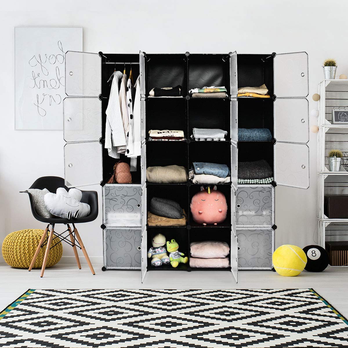Tangkula 20-Cube Storage Organizer | DIY Plastic PP Modular Bookcase with Doors | Closet Cabinet & Large Shelving Unit for Bedroom, Living Room, Office | Perfect for Home Organization & Display Storage