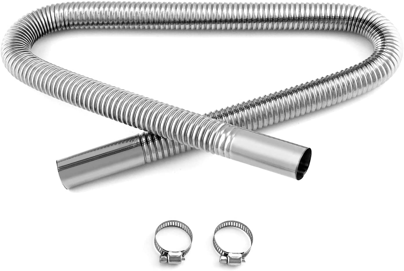 QWORK 1 Inch ID x 100cm Stainless Steel Air Heater Exhaust Pipe - Diesel & Gas Vent Hose for Parking Heaters, RVs, and Trucks - Durable & Corrosion-Resistant for Outdoor Use