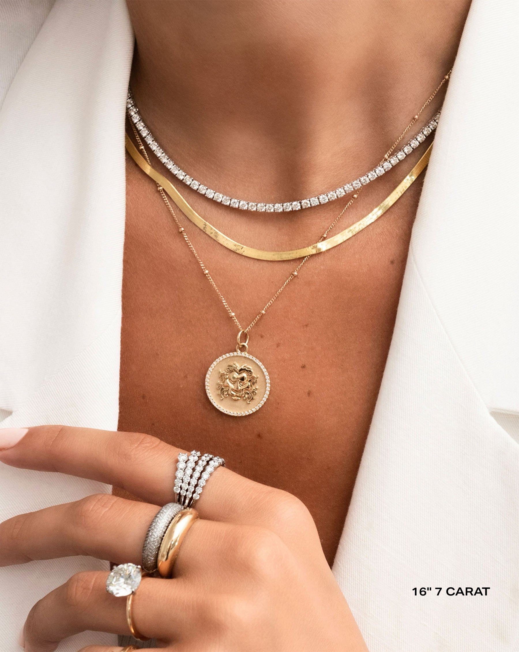 Elegant Classic Diamond Tennis Necklace for Women - Timeless 14K White Gold Pendant Jewelry for Weddings, Parties & Special Occasions