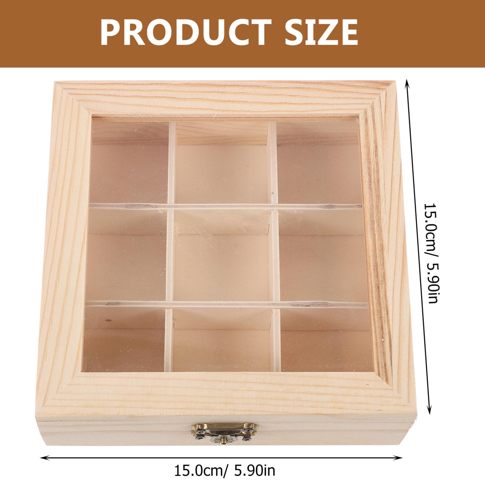 Ciieeo Wooden Tea Storage Organizer with Clear Acrylic Top Window - 9 Compartment Tea Box Organizer for Tea Bags & Accessories | Perfect for Kitchen Countertop, Pantry & Tea Station Organization