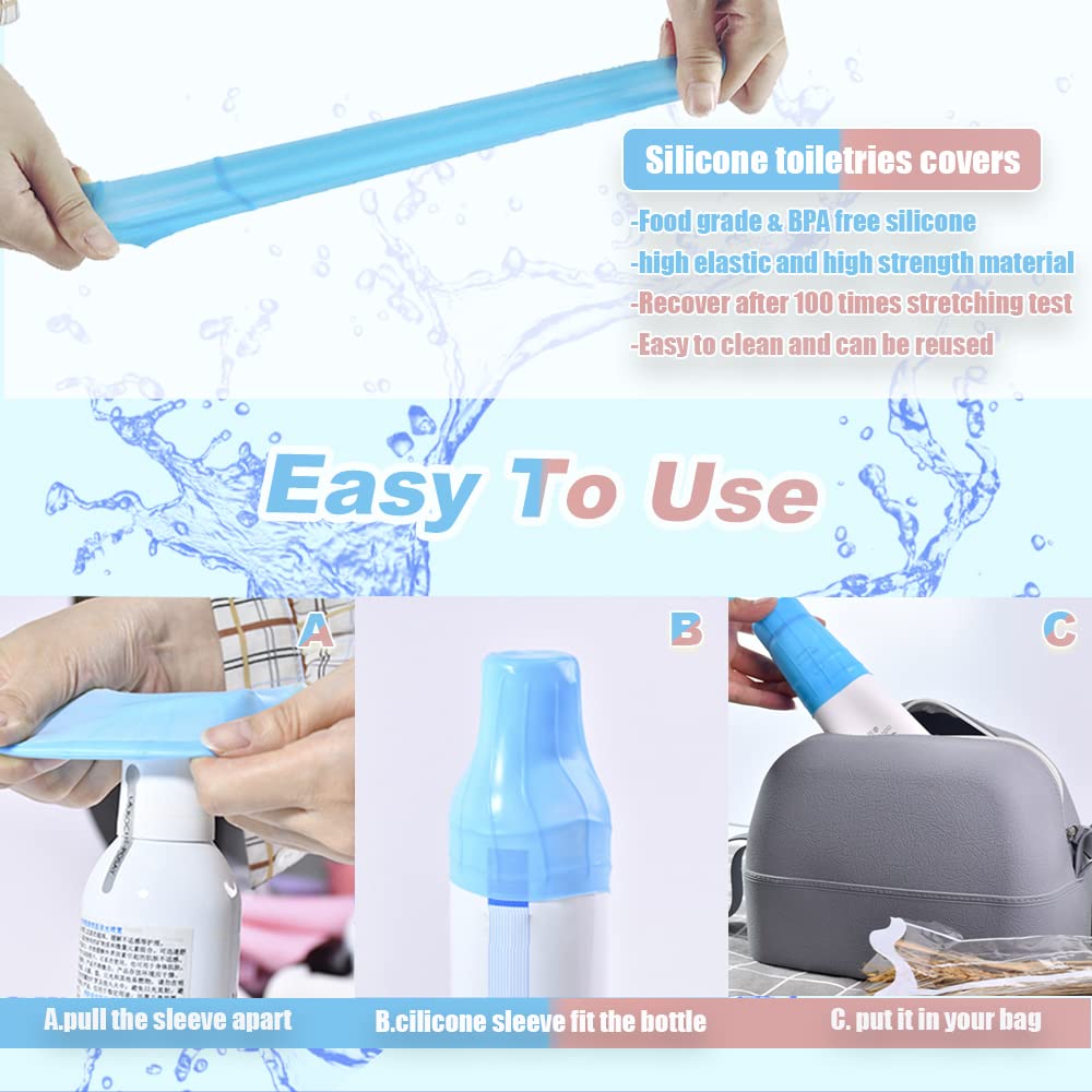 Reusable Silicone Elastic Sleeves - Leak Proof Travel Container Covers for Luggage | Kitchen, Toiletries & Ice Box Accessories | Perfect for Travel, Home & Camping Use