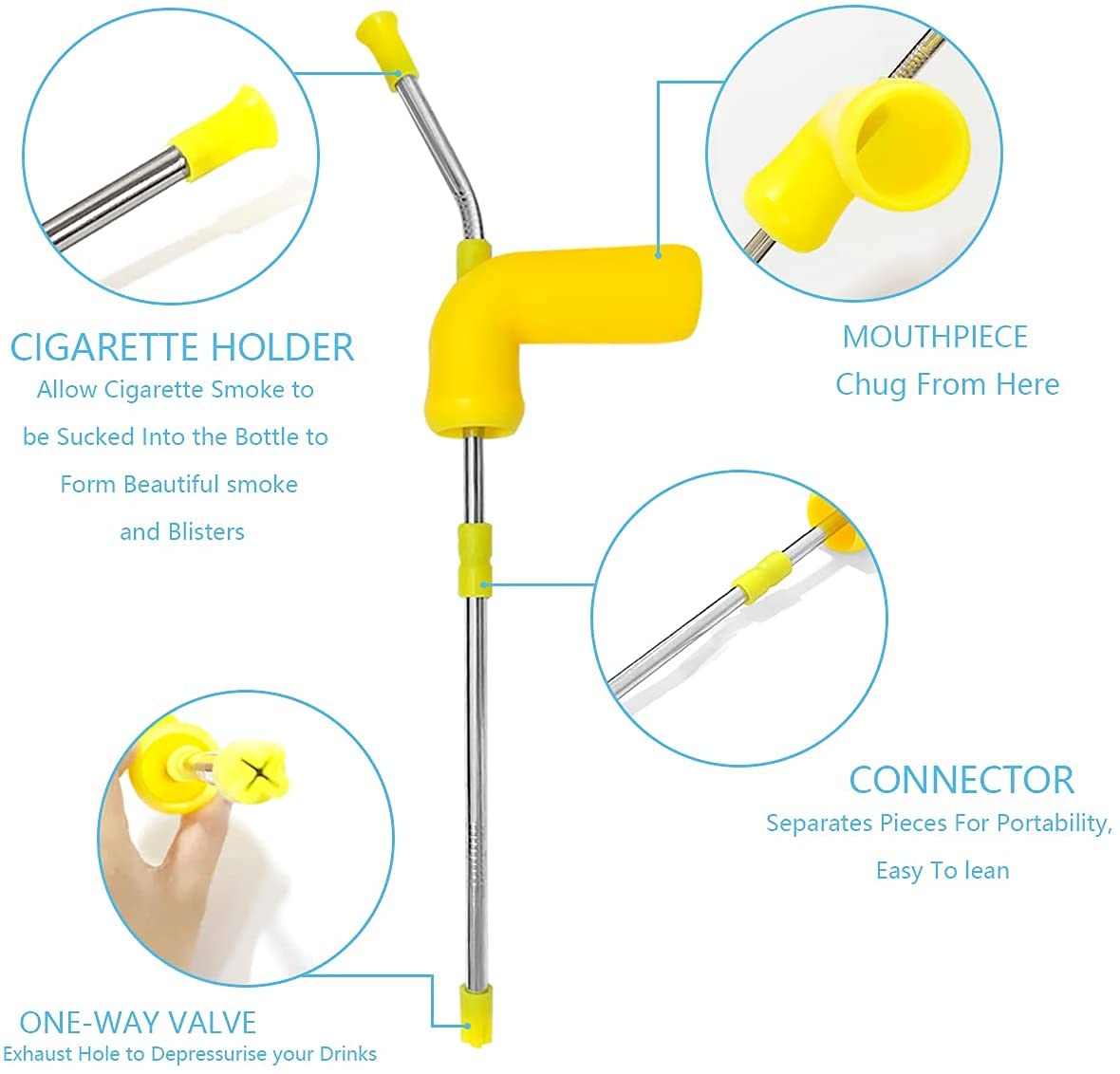 Premium Beer Snorkel Bong & Double Beer Funnel Set - Universal Fit for All Bottle Sizes - Ideal for Drinking Games, College Parties & Family Gatherings - Perfect for Tailgates, BBQs & Social Events