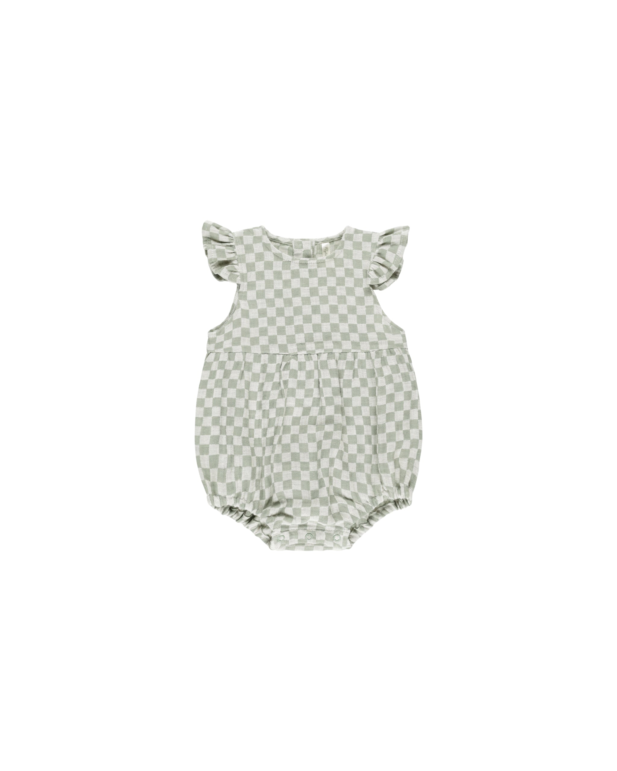 Rylee & Cru Amelia Romper in Sage Check - Soft Organic Cotton Baby Jumpsuit for Girls | Perfect for Playdates, Photoshoots & Everyday Comfort