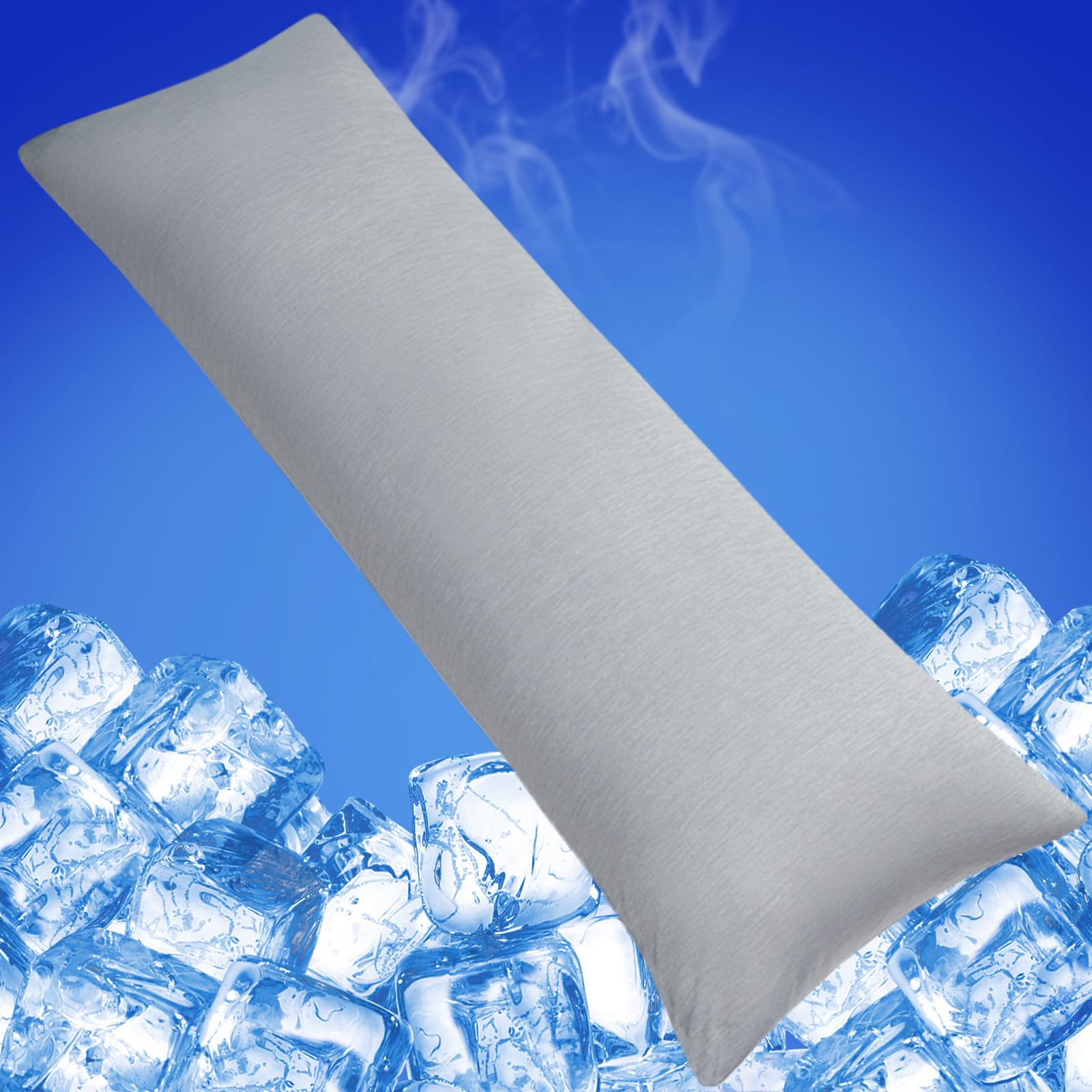 Cooling Body Pillow Case for Hot Sleepers - Breathable Double-Sided Arc-Chill Cover with Zipper (Q-Max>0.5) - Perfect for Night Sweat Relief & Temperature Regulation - Dark Grey 20