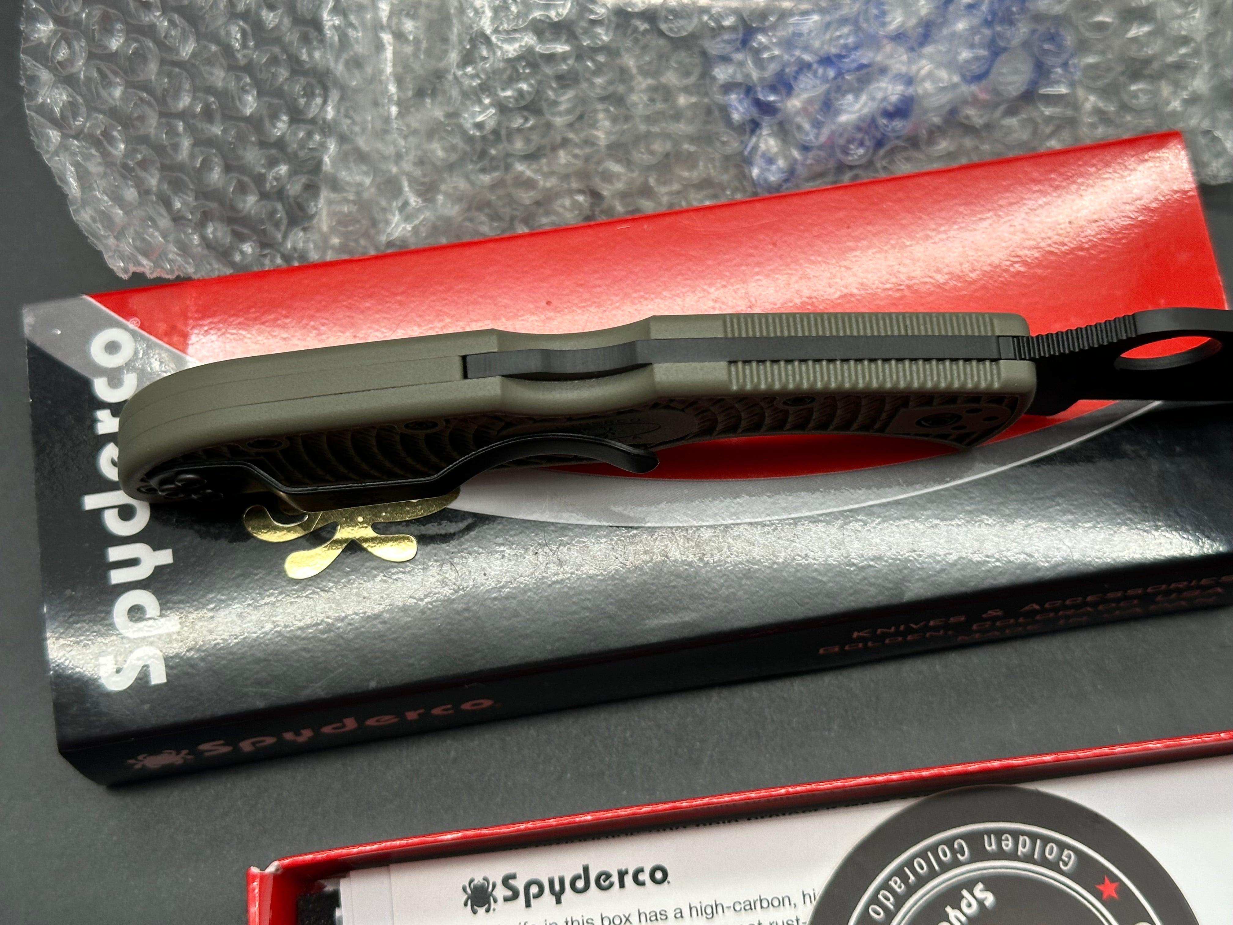 Spyderco Endela Folding Knife - OD Green FRN Handle, Cruwear Steel Blade - New in Box - Perfect for Camping, Hiking & Everyday Carry (EDC)