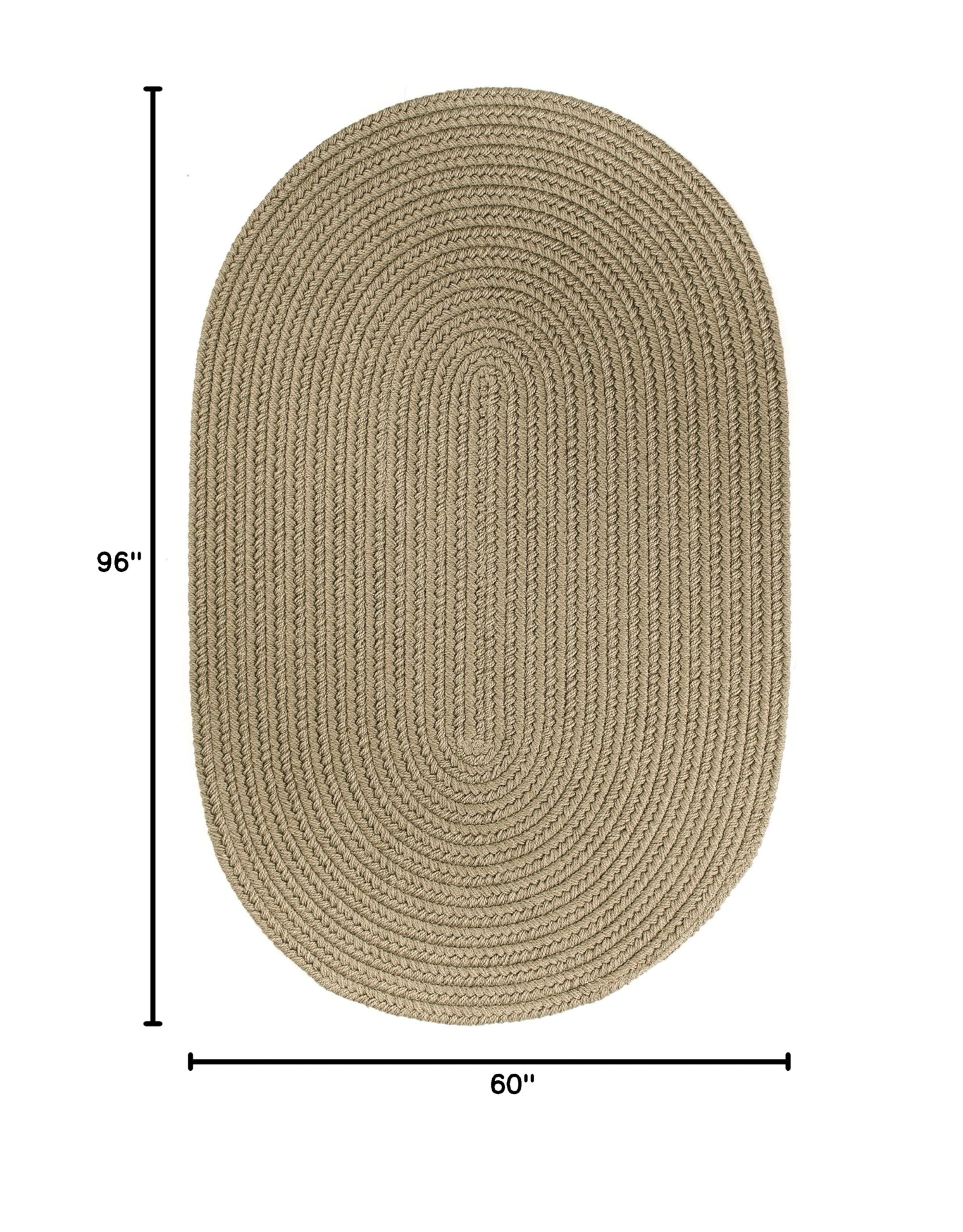 Rhody Rug Solid Poly S035 Moss Green 5' x 8' Oval Braided Area Rug - Non-Slip Floor Mat for Bedroom, Living Room & Hallway - Durable Easy Care Indoor Rug for High Traffic Areas - USA Made Home Decor (Perfect for Cozy Spaces & Pet-Friendly Homes)