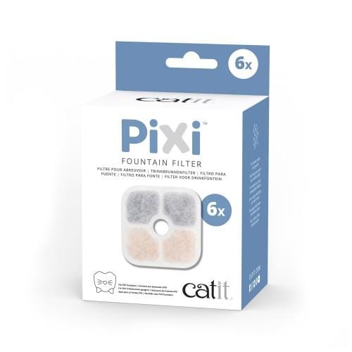 Catit PIXI Smart Fountain Replacement Filters - 6 Pack for Cat Water Fountain | BPA-Free, Carbon Activated | Perfect for Hydration & Pet Health