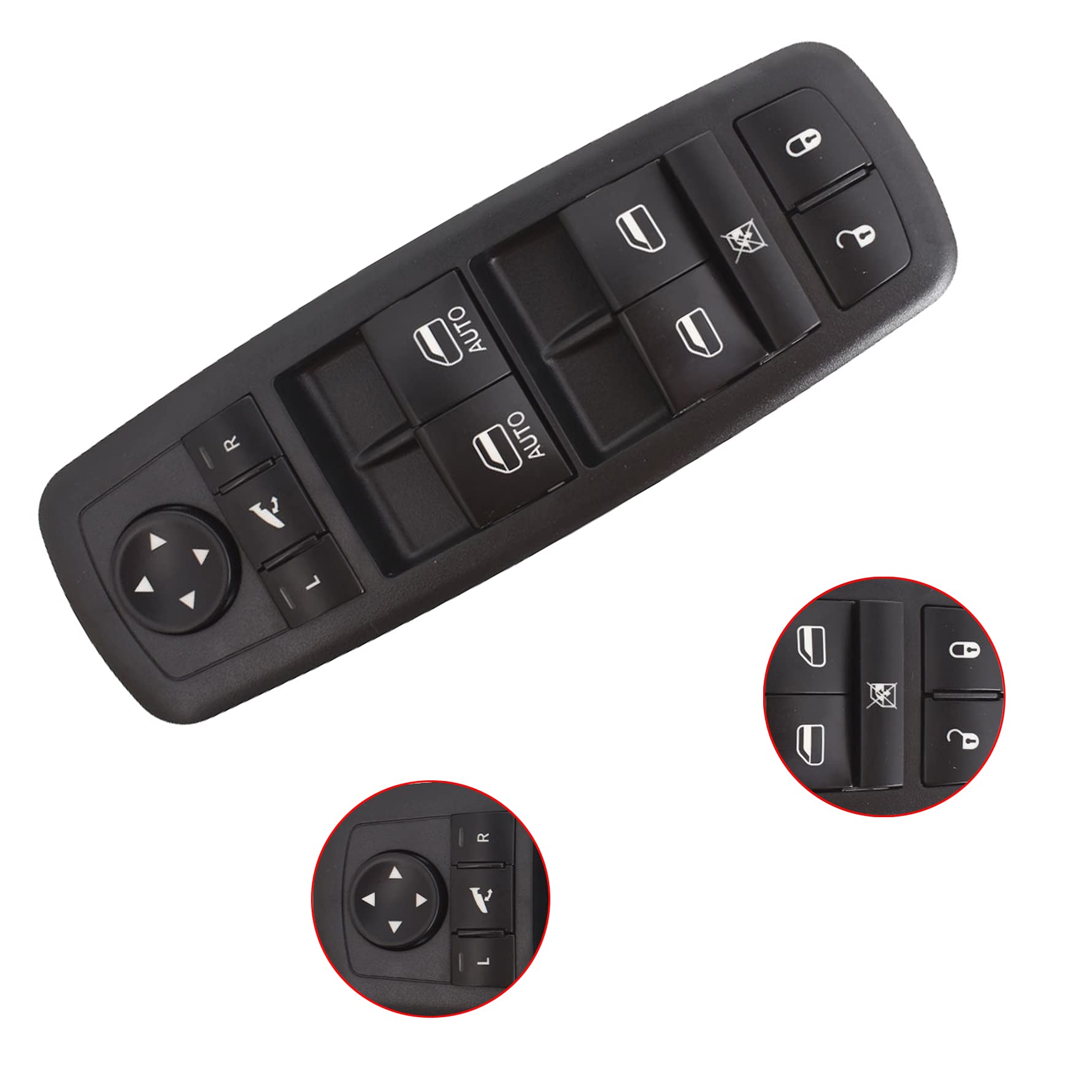 Ram 1500 2500 3500 Left Front Power Window Switch Replacement 56046826AE - Compatible with Dodge Ram Trucks, Driver Side Window Control for Smooth Operation