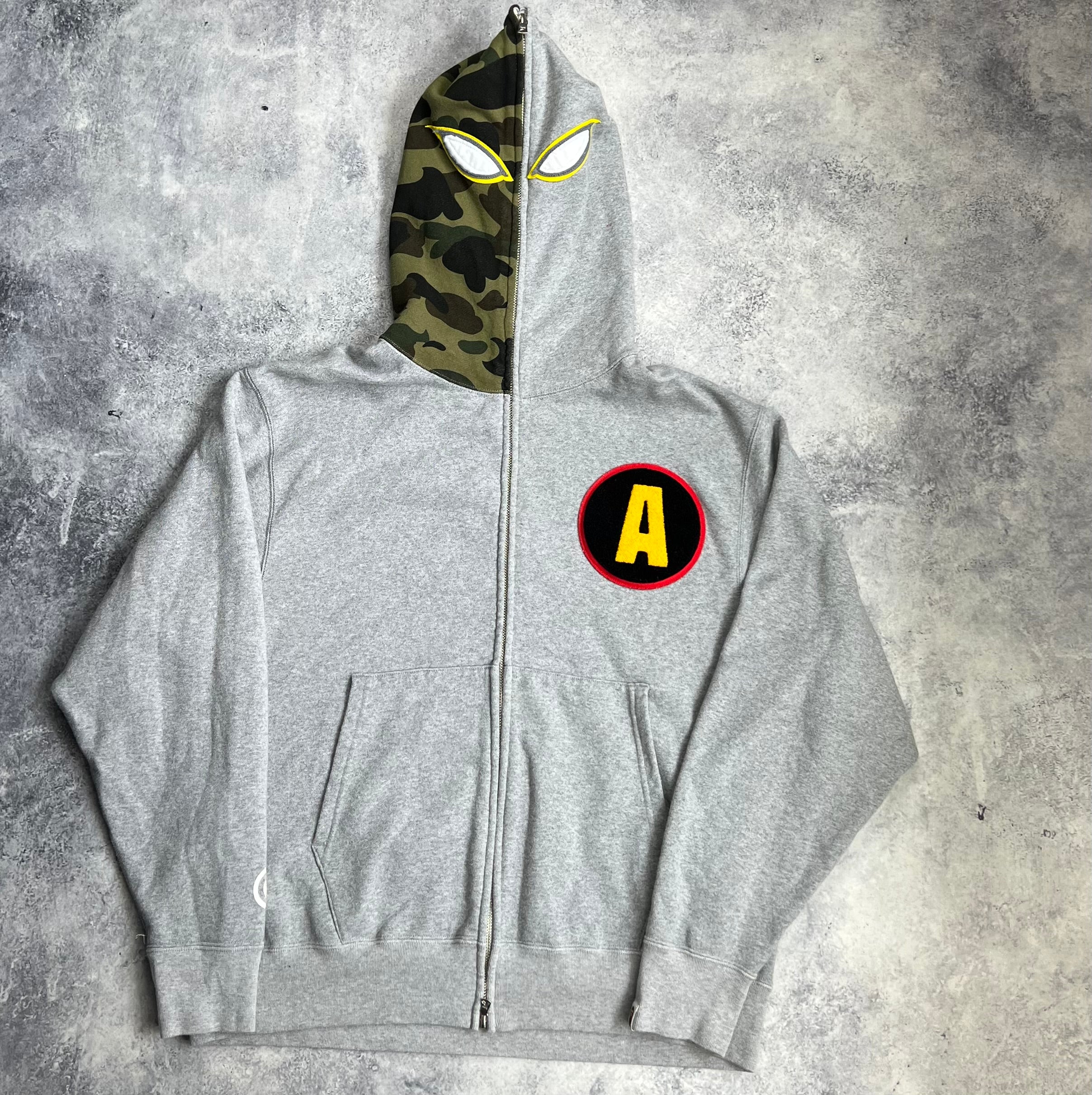 Bape Grey Shadow Relaxed Fit Hoodie for Men - Streetwear Fashion, Casual Wear & Urban Style - Perfect for Everyday Outfits, Street Style & Hip-Hop Fashion