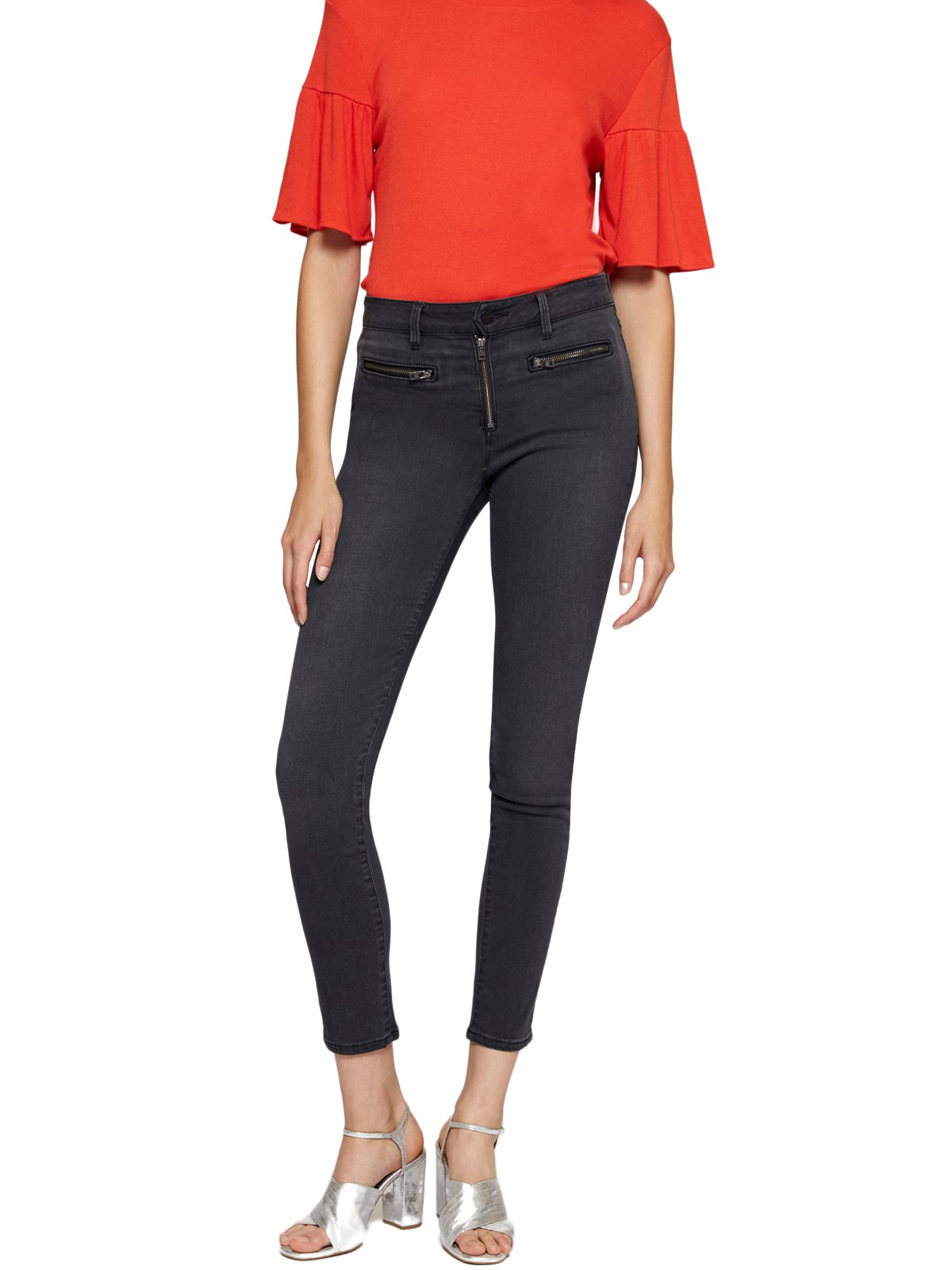 Sanctuary Women's Jr Robbie Zip-Pocket Skinny Jeans - Black Wash Size 32 | Stretch Denim Pants for Casual Wear & Night Out