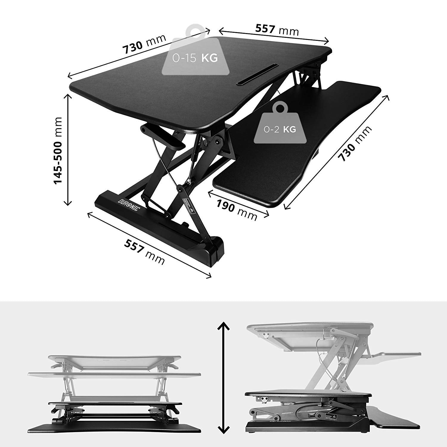 Duronic DM05D3 Height Adjustable Standing Desk Converter - 29