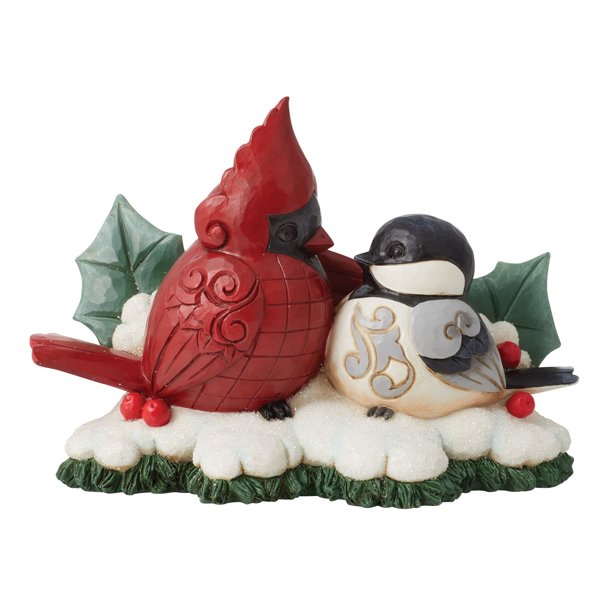 HG Cardinal & Chickadee Figurines - Handcrafted Bird Statues for Home Decor, Garden Ornaments, and Gift Ideas - Perfect for Christmas, Spring Decor, and Bird Lovers Collection