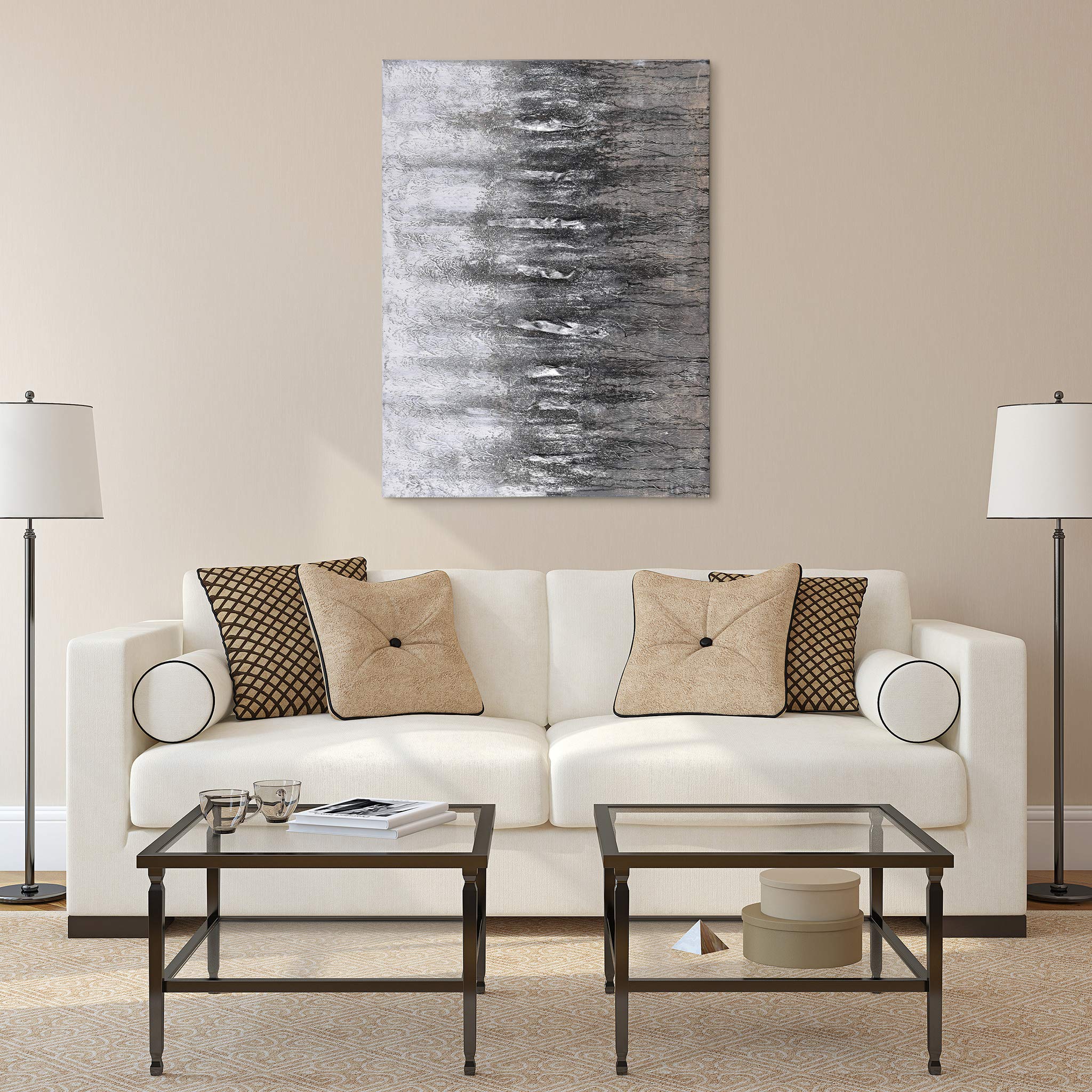 Martin Edwards Hand Painted Abstract Wall Art Canvas - Textured Gray Modern Painting 40x30 Inches Unframed - Perfect for Living Room, Bedroom & Office Decor