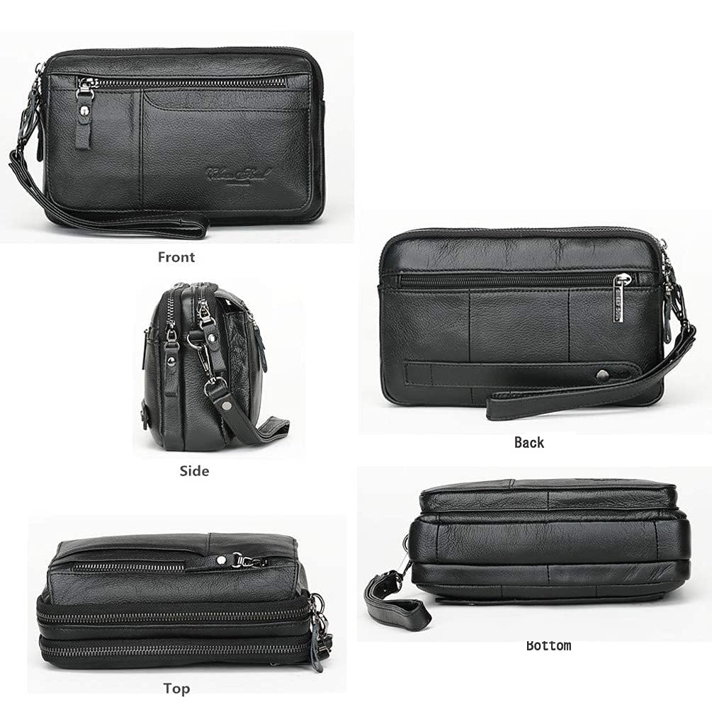 Men's Genuine Leather Clutch Wallet - Slim Business Organizer with Phone Holder & Wrist Strap | Perfect for Office, Travel & Night Out Accessories