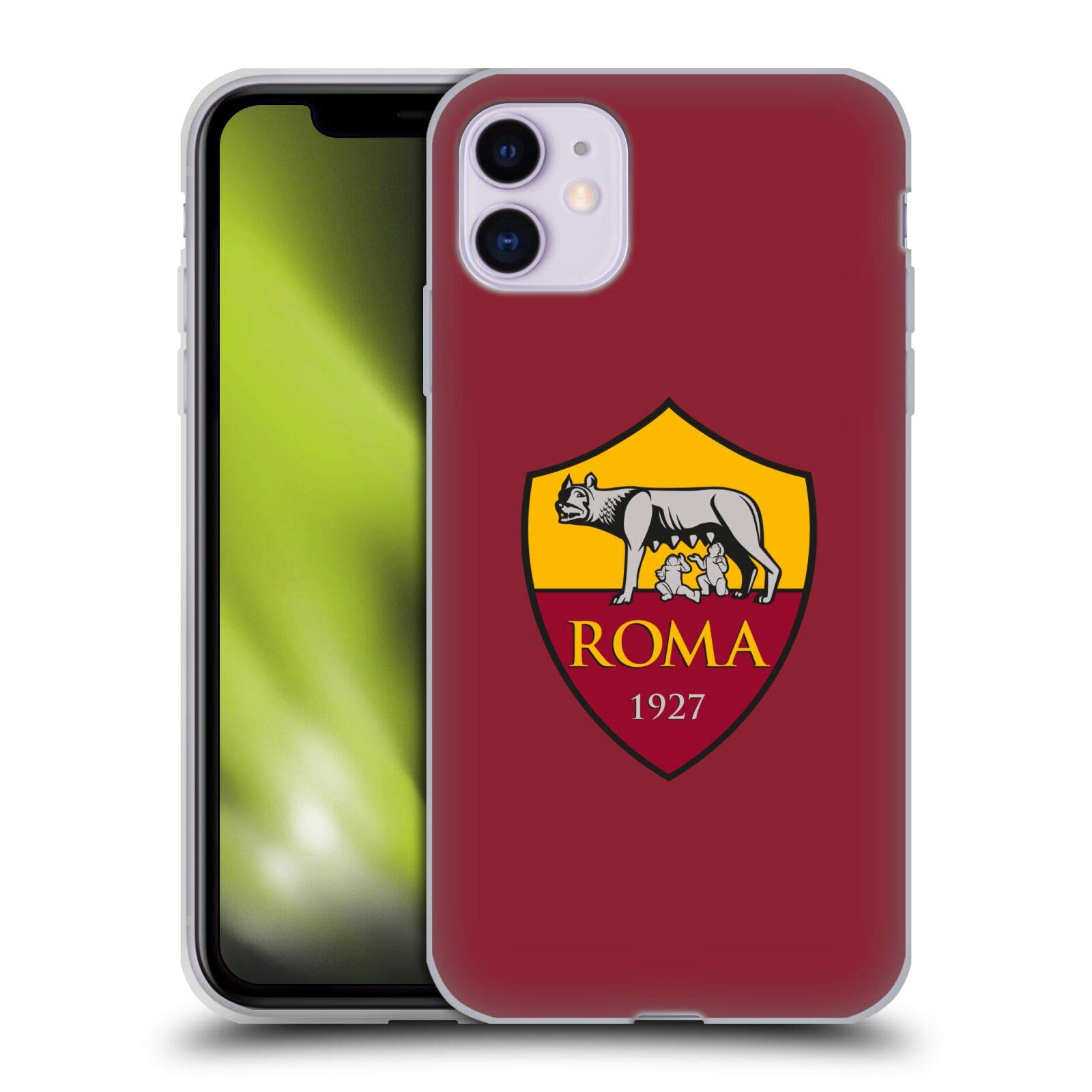 Officially Licensed AS Roma Full Color Red Crest Soft Gel Case for Apple iPhone 11 - Durable Protective Phone Cover for Soccer Fans, Perfect for Match Days & Team Spirit