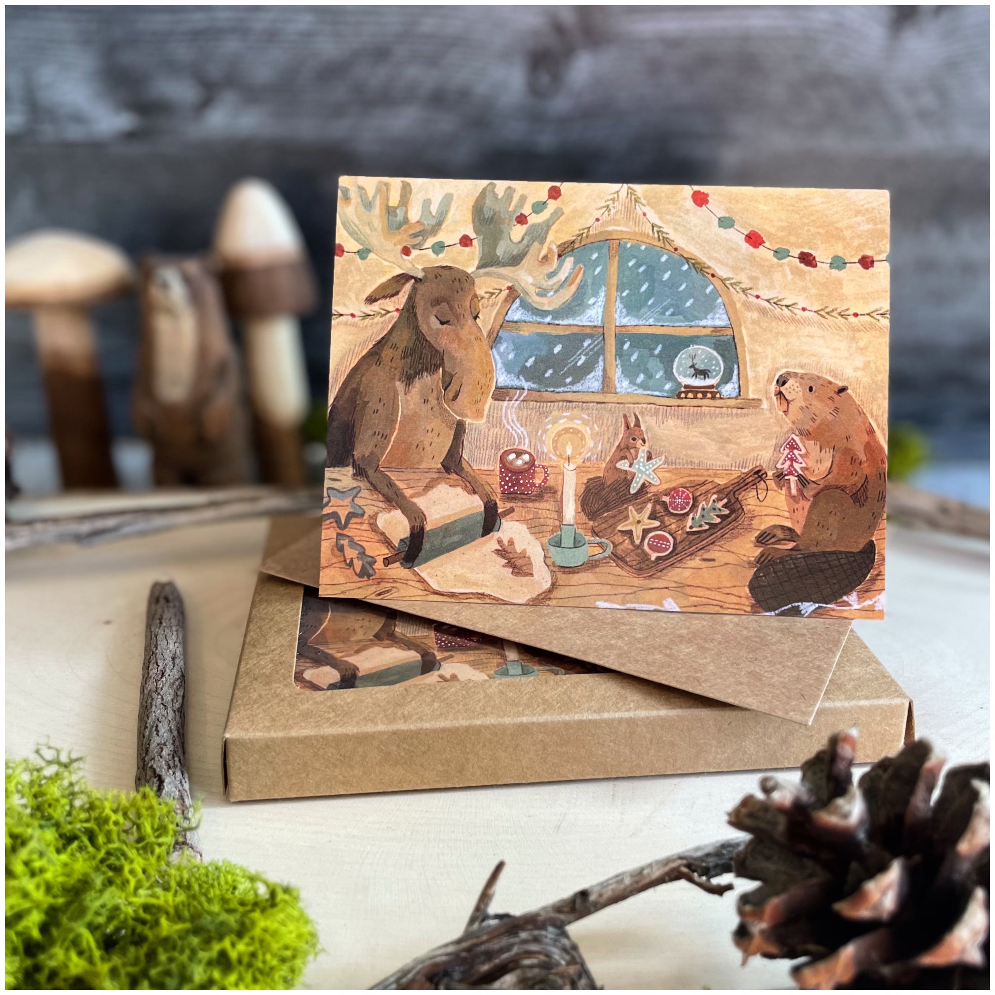 Holiday Greeting Cards by Baking Moose - Boxed Set of 20 Festive Christmas Cards for Family & Friends - Perfect for Holiday Wishes, Office Gifts, and Seasonal Celebrations