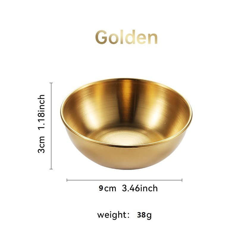 12PCS 3.46 Inch Stainless Steel Mini Sauce Bowls - Gold Round Individual Seasoning Dishes for Sushi, Dipping Sauces & Appetizers | Perfect for Restaurants, Home Dining & Party Serving