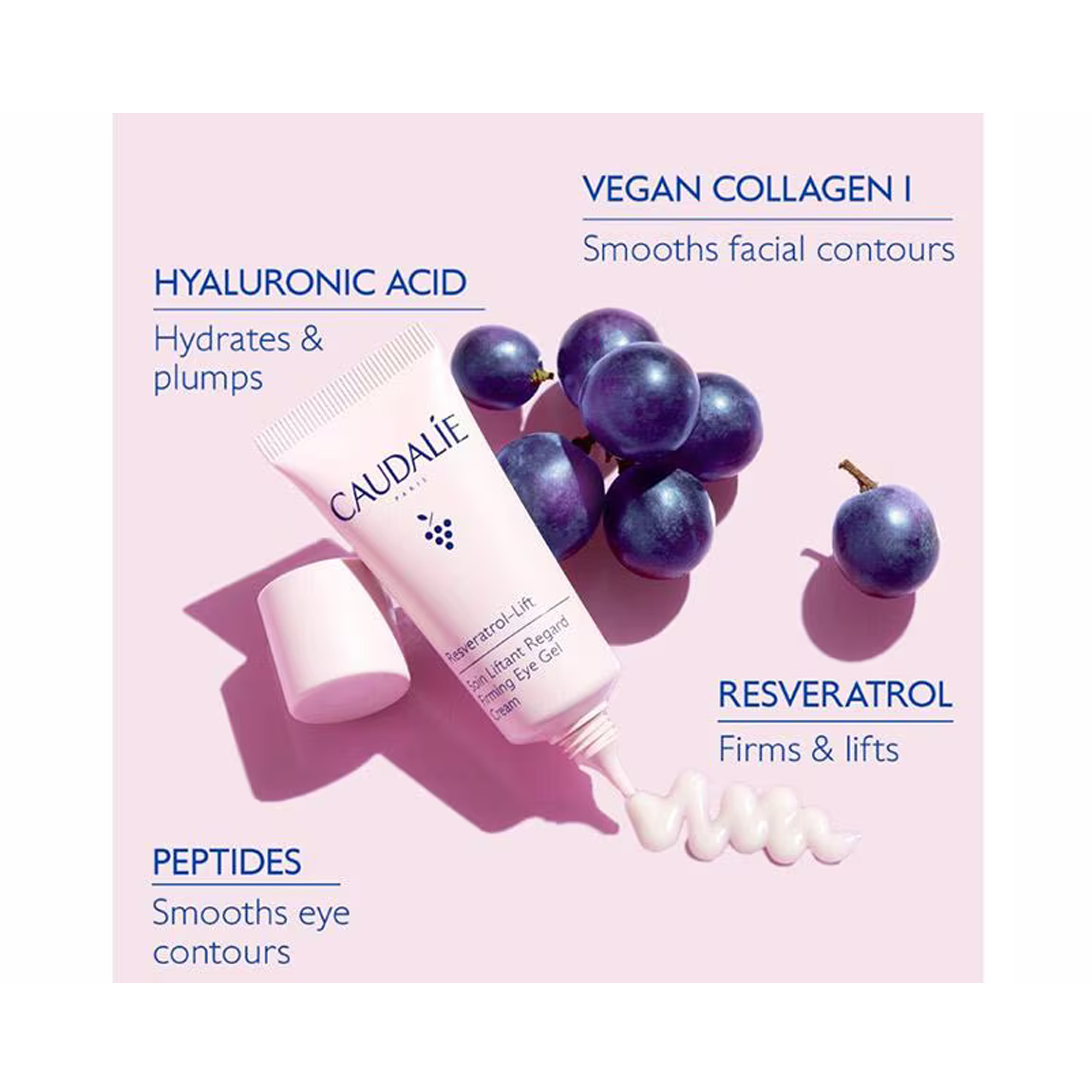 Caudalie Resveratrol Lift Firming Eye Gel Cream - Anti-Aging Eye Treatment for Dark Circles & Puffiness - Perfect for Morning & Night Skincare Routine