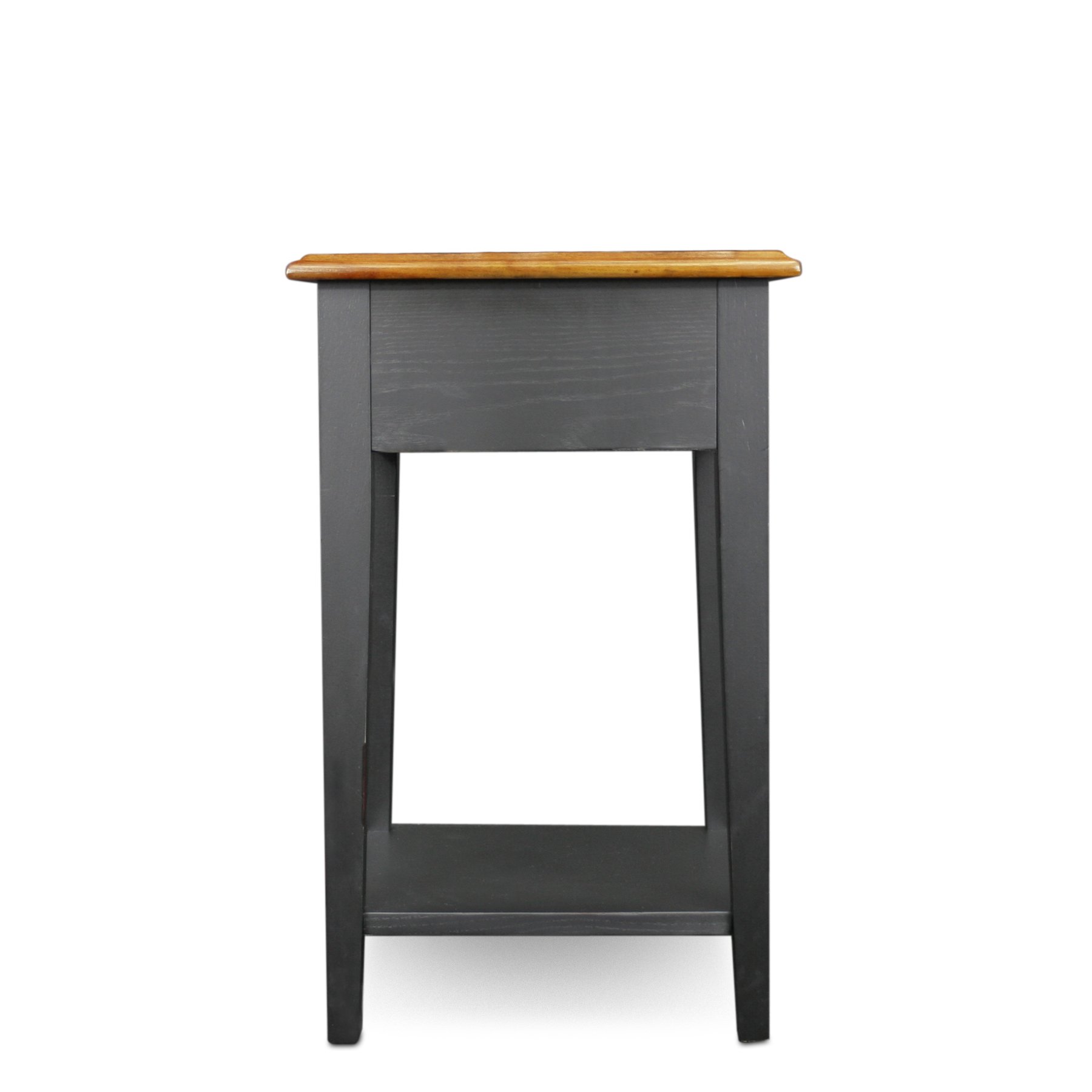 Leick Home 9041-SL Modern Square Side Table with Drawer and Shelf - Medium Oak & Slate Black Finish - Perfect for Living Room, Bedroom or Office Use