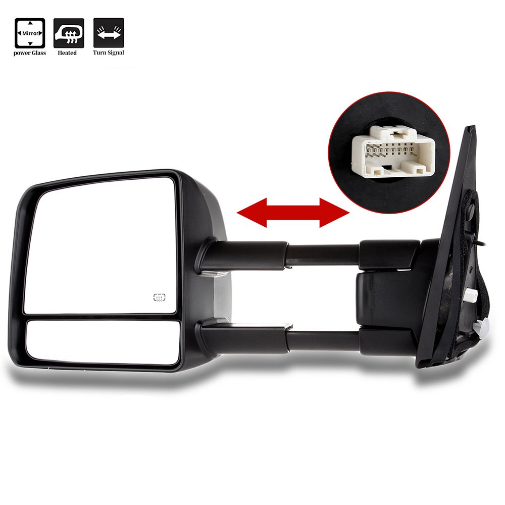 AUTOMUTO Power Heated Towing Mirror with Turn Signal Light - Left Side (LH) Driver Side, Black Housing, Compatible with 2007-2016 Toyota Tundra - Perfect for Towing, Off-Roading & Night Driving
