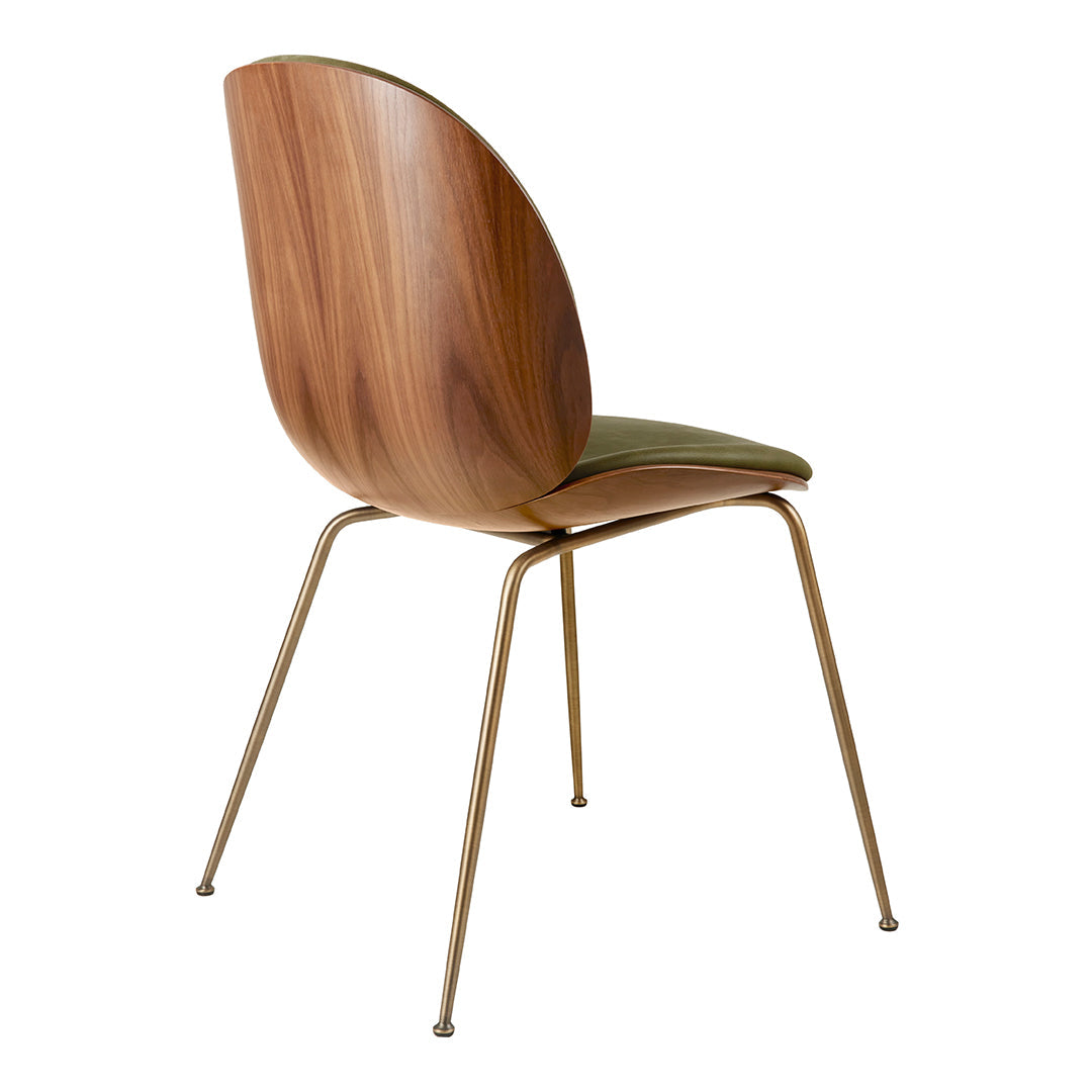 Modern Beetle Dining Chair with Upholstered Front & 3D Veneer Shell - Conical Base for Kitchen, Dining Room, or Office - Comfortable Seating Solution for Home & Commercial Spaces