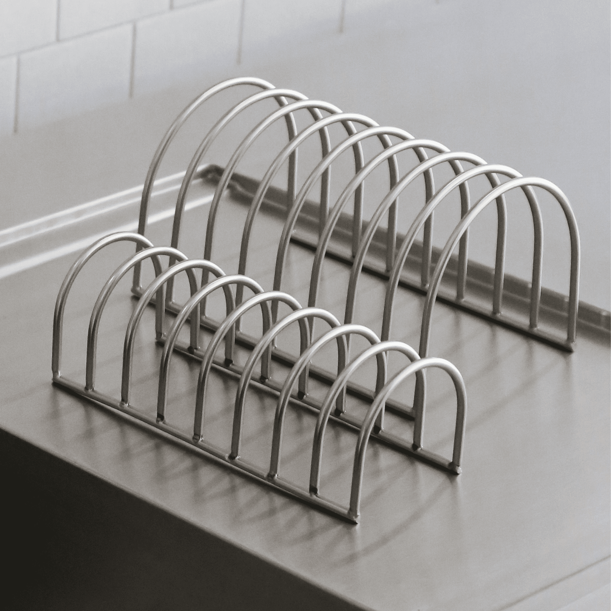 Premium Brushed Steel Dish Drainer Set of 2 - Space Saving Kitchen Organizer for Countertop Drying Rack | Ideal for Small Kitchens, Apartments & RVs